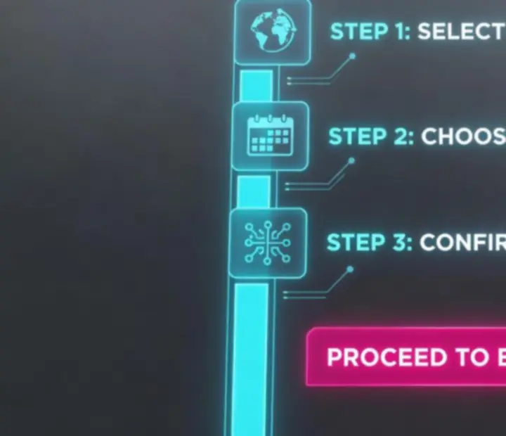 Stylised step diagram for an offline booking journey