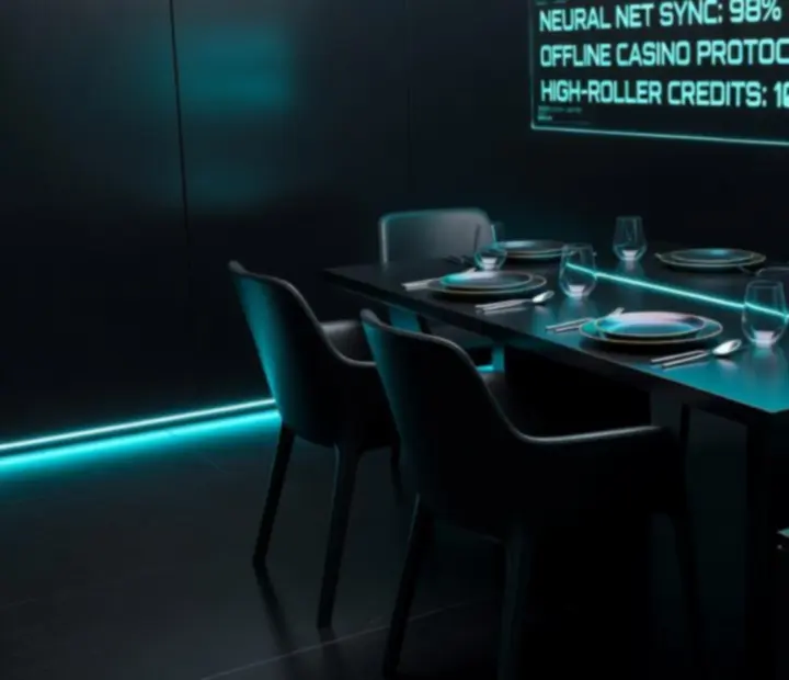 Private neon-lit dining room with cyberpunk decor at NAXSOL ENTERPRISES LTD